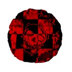 Red Grunge Skull Standard 15  Premium Round Cushions