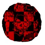 Red Grunge Skull Large 18  Premium Round Cushions