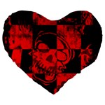 Red Grunge Skull Large 19  Premium Heart Shape Cushions