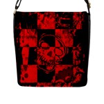 Red Grunge Skull Flap Closure Messenger Bag (L)