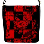 Red Grunge Skull Flap Closure Messenger Bag (S)
