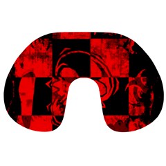 Red Grunge Skull Travel Neck Pillow from ArtsNow.com Front