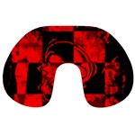 Red Grunge Skull Travel Neck Pillow