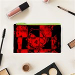 Red Grunge Skull Cosmetic Bag (XS)