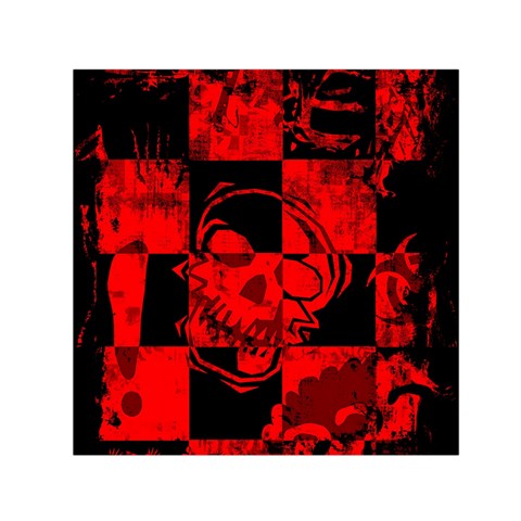 Red Grunge Skull Small Satin Scarf (Square) from ArtsNow.com Front
