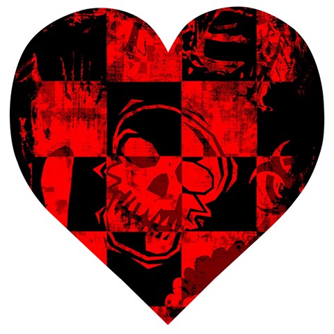 Red Grunge Skull Wooden Puzzle Heart from ArtsNow.com Front