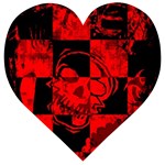 Red Grunge Skull Wooden Puzzle Heart