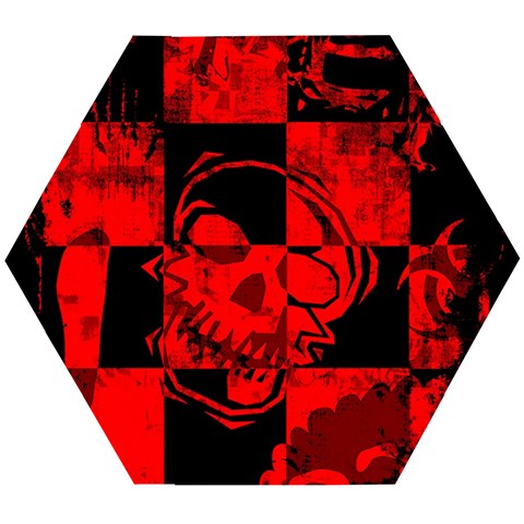 Red Grunge Skull Wooden Puzzle Hexagon from ArtsNow.com Front