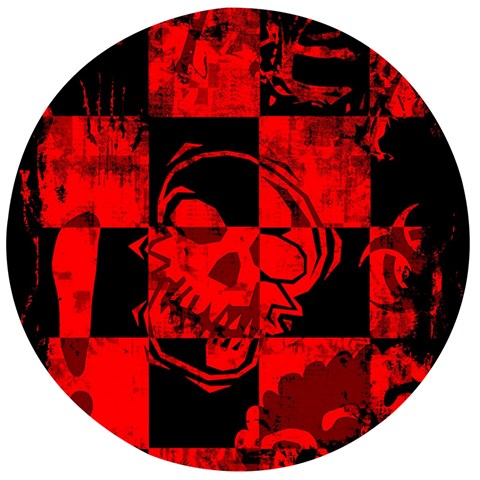 Red Grunge Skull Wooden Bottle Opener (Round) from ArtsNow.com Front