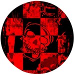 Red Grunge Skull Wooden Bottle Opener (Round)