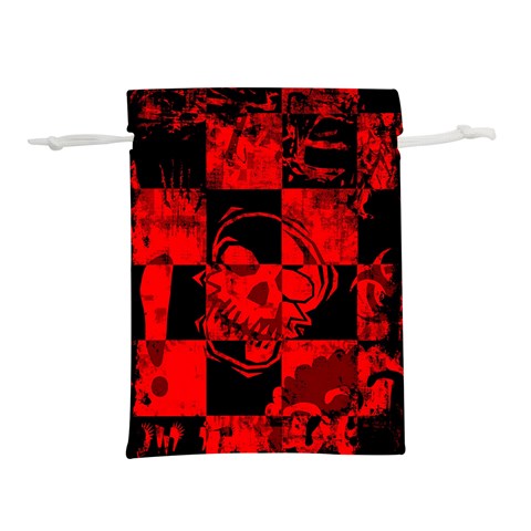 Red Grunge Skull Lightweight Drawstring Pouch (S) from ArtsNow.com Front