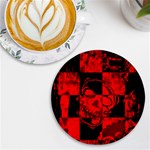 Red Grunge Skull UV Print Round Tile Coaster