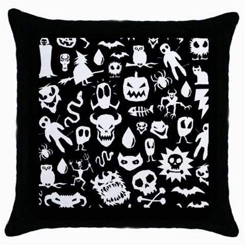 Monsters Throw Pillow Case (Black) from ArtsNow.com Front