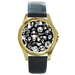Monsters Round Gold Metal Watch
