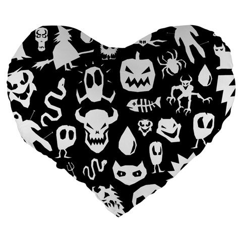 Monsters Large 19  Premium Flano Heart Shape Cushions from ArtsNow.com Back