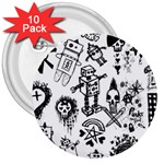 Scene Kid Sketches 3  Buttons (10 pack) 