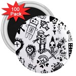 Scene Kid Sketches 3  Magnets (100 pack)