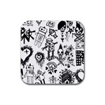 Scene Kid Sketches Rubber Coaster (Square)