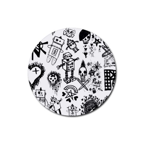 Scene Kid Sketches Rubber Coaster (Round) from ArtsNow.com Front