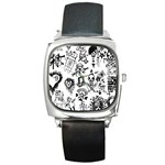 Scene Kid Sketches Square Metal Watch