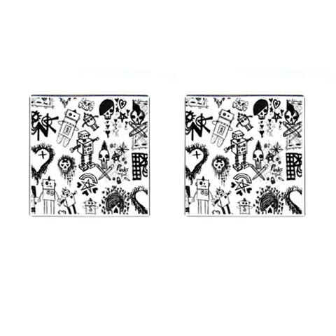Scene Kid Sketches Cufflinks (Square) from ArtsNow.com Front(Pair)