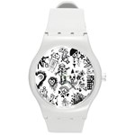 Scene Kid Sketches Round Plastic Sport Watch (M)