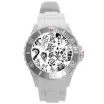 Scene Kid Sketches Round Plastic Sport Watch (L)