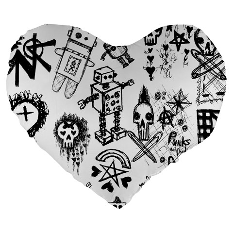 Scene Kid Sketches Large 19  Premium Heart Shape Cushions from ArtsNow.com Front