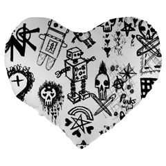 Scene Kid Sketches Large 19  Premium Heart Shape Cushions from ArtsNow.com Back