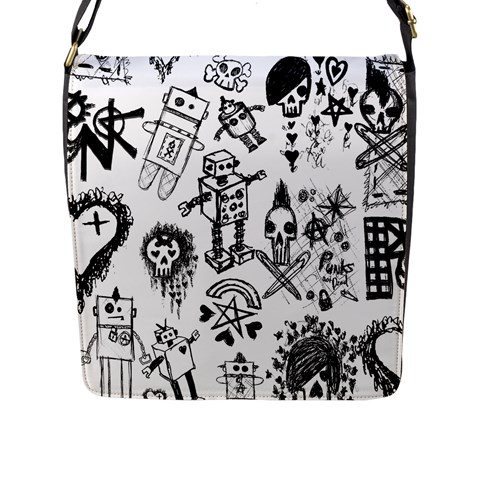 Scene Kid Sketches Flap Closure Messenger Bag (L) from ArtsNow.com Front