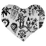 Scene Kid Sketches Large 19  Premium Flano Heart Shape Cushions