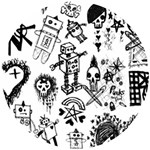 Scene Kid Sketches Wooden Puzzle Round