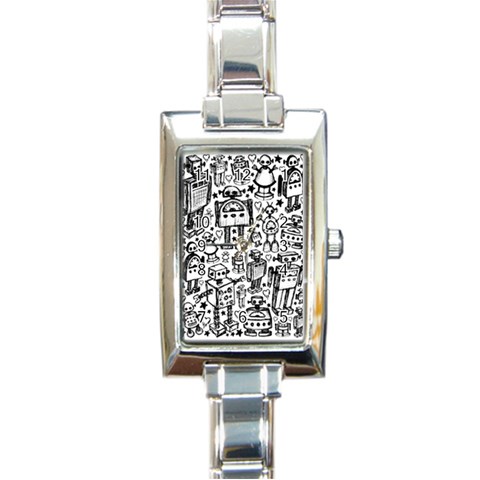 Robot Crowd Rectangle Italian Charm Watch from ArtsNow.com Front