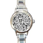 Robot Crowd Round Italian Charm Watch