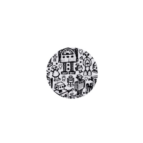 Robot Crowd 1  Mini Buttons from ArtsNow.com Front