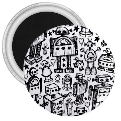 Robot Crowd 3  Magnets from ArtsNow.com Front