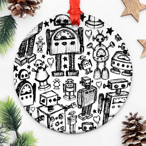 Robot Crowd Ornament (Round) from ArtsNow.com Front