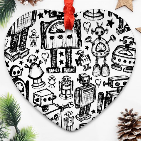 Robot Crowd Ornament (Heart) from ArtsNow.com Front
