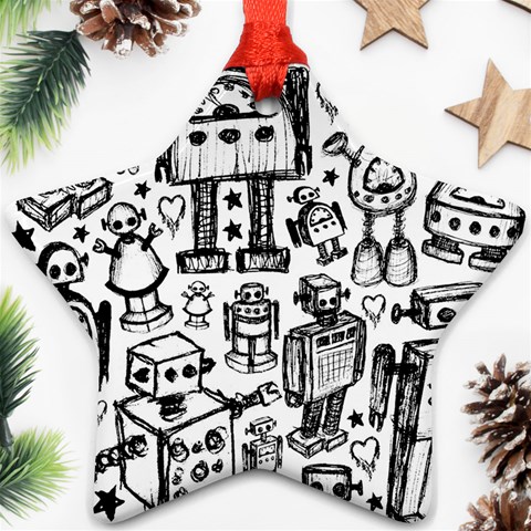 Robot Crowd Ornament (Star) from ArtsNow.com Front