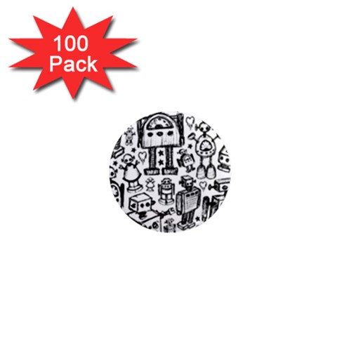 Robot Crowd 1  Mini Magnets (100 pack)  from ArtsNow.com Front