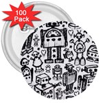 Robot Crowd 3  Buttons (100 pack) 