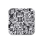Robot Crowd Rubber Square Coaster (4 pack)