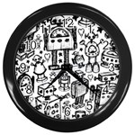 Robot Crowd Wall Clock (Black)