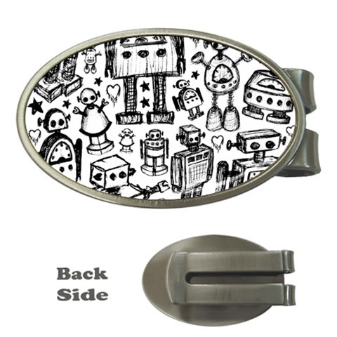 Robot Crowd Money Clips (Oval)  from ArtsNow.com Front