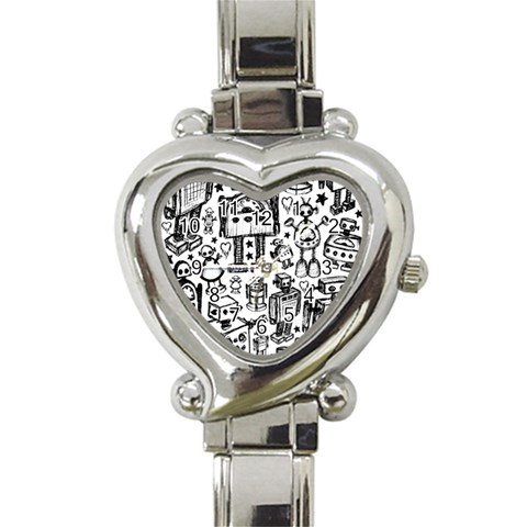 Robot Crowd Heart Italian Charm Watch from ArtsNow.com Front