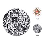 Robot Crowd Playing Cards Single Design (Round)