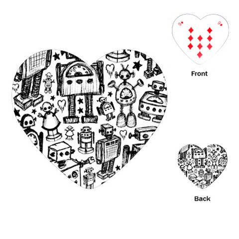 Robot Crowd Playing Cards Single Design (Heart) from ArtsNow.com Front