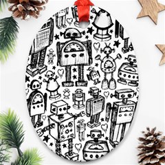 Robot Crowd Oval Ornament (Two Sides) from ArtsNow.com Front