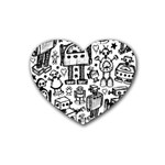 Robot Crowd Rubber Heart Coaster (4 pack)