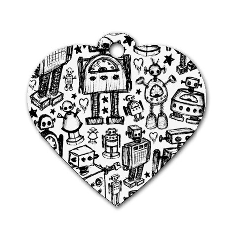 Robot Crowd Dog Tag Heart (One Side) from ArtsNow.com Front